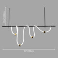 Size chart of MIRODEMI 59 inches 1.5 m irregular linear LED chandelier with soft silicone glow and gold ball details for kitchen islands and dining rooms