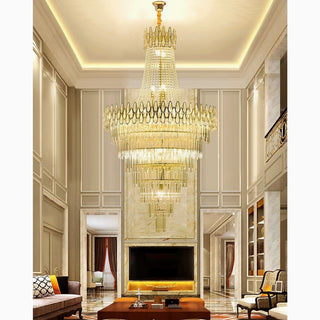 Hanging gold crystal chandelier
