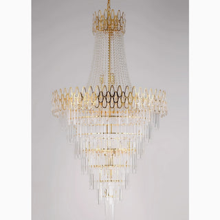 Luxury Layered Hanging Posh Gold Crystal Chandelier