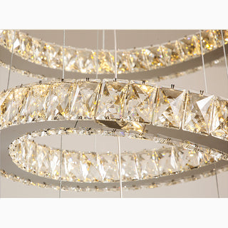 Long spiral crystal chandelier with a tall hanging design for living room