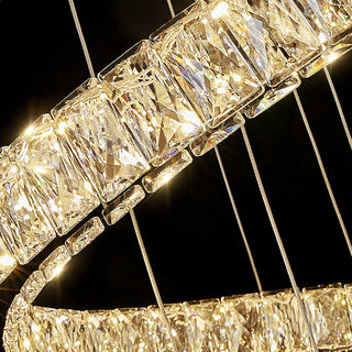 Long spiral crystal chandelier in silver finish for dining room