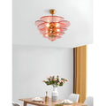 Mirodemi Lunaria layered glass disc chandelier in pink glass styling a modern dining room