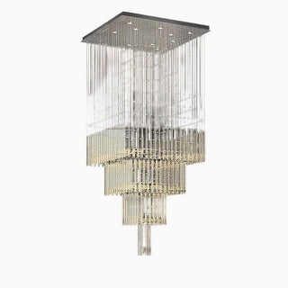 Square-base crystal ceiling chandelier in warm 3000K light for dining room