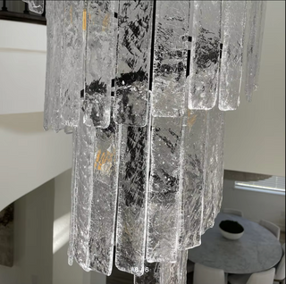 Black crystal chandelier for a staircase