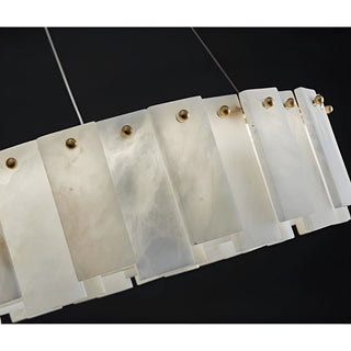 Elegant marble light panels of Mirodemi Cloudstone chandelier with soft backlit illumination