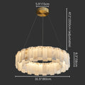 Mirodemi Cloudstone Marble Chandelier, 31.5 inches 80 cm wide – elegant round pendant with natural marble and gold finish