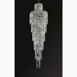 Long spiral crystal pendant chandelier in cool 6000K light for living room