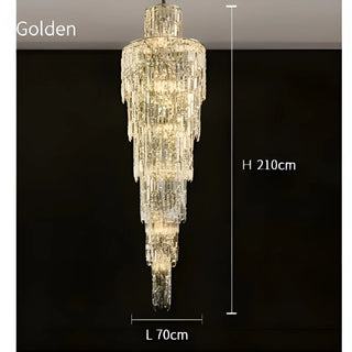 Long spiral crystal pendant chandelier with iron frame for dining room