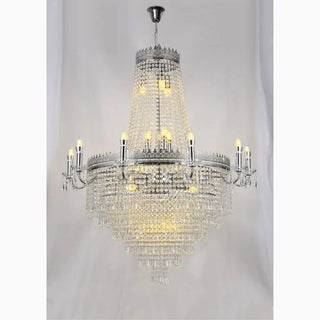 Crystal chandelier detail of candle-shaped lights