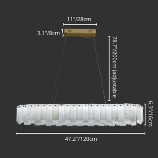 Mirodemi Cloudstone Oval Marble Chandelier size 47.2 inches 120 cm with adjustable hanging height and LED lighting