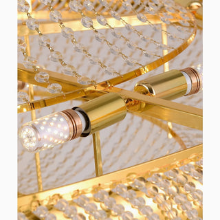 Designer three-tier gold crystal chandelier with E12 LED bulbs
