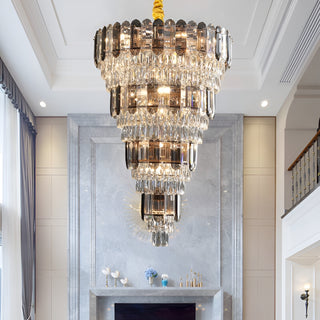 Post-modern luxury crystal chandelier with stainless steel frame for living room