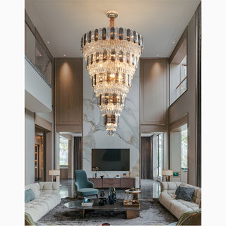 Post-modern luxury crystal chandelier in warm 3000K light for living room