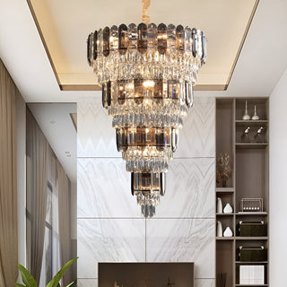 Post-modern luxury crystal chandelier in cool 6000K light for living room