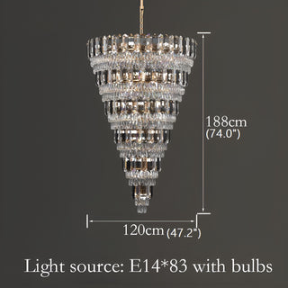 Post-modern luxury crystal chandelier in warm 3000K light for dining room