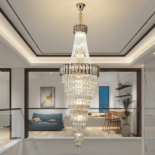 Art-Deco crystal staircase chandelier in clear crystal for staircase