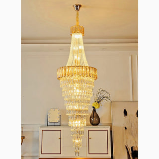 Art-Deco crystal staircase chandelier in grey crystal for staircase