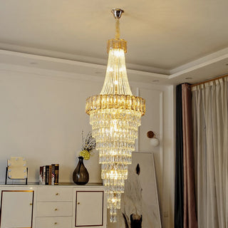 Art-Deco crystal staircase chandelier with iron frame for staircase