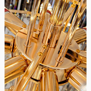 Art-Deco crystal staircase chandelier with iron frame for stairway