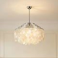 Modern capiz shell pendant light with silver finish for living room and bedroom