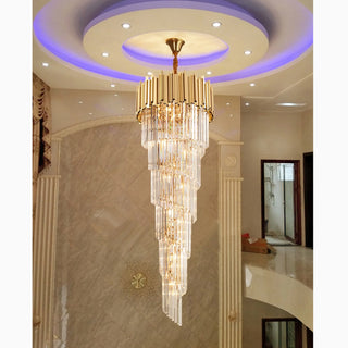 Luxurious cascading crystal chandelier for staircase or hall