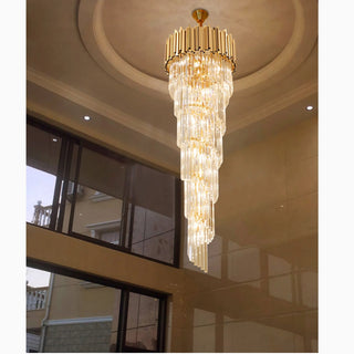Cascade crystal chandelier in gold with E12 LED bulbs
