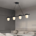 Art Deco Style Linear Chandelier with Alabaster Light