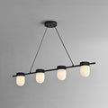 Art Deco Style Linear Chandelier with Alabaster Light