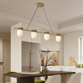 Art Deco Style Linear Chandelier with Alabaster Light