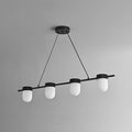 Art Deco Style Linear Chandelier with Alabaster Light