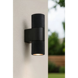 Black IP65 LED industrial wall light mounted on exterior wall
