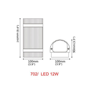 Product dimensions of the LED wall light – height 9.4 inches, width 3.9 inches