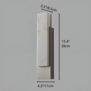 Dimensions of the smaller version (15.4" height) of the satin nickel marble-look LED wall sconce