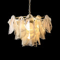 Modern Murano inspired chandelier side view with layered glass shades