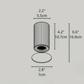 Technical diagram of the small DAWN Series outdoor wall light with measurements in black