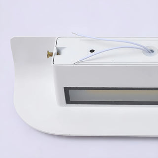 Back view of the white Modern Outdoor Wall Light with wiring exposed for installation