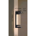 Compact 15.7" 40cm outdoor wall light in black with textured glass, with measurements