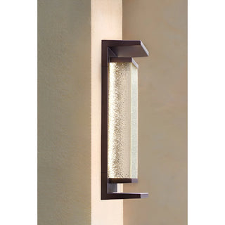 Coffee color modern outdoor wall light with textured glass, 60cm tall, perfect for house exterior