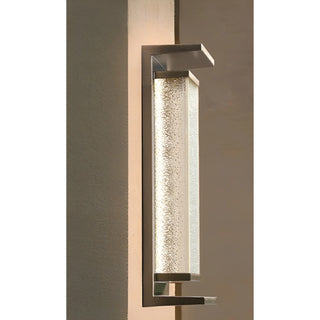 Silver modern outdoor wall light with textured glass, 60cm height, stylish for outdoor walls