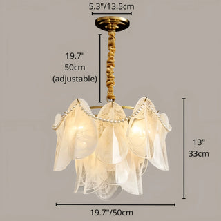 Modern tiered glass pendant light chandelier 19.7in with adjustable suspension