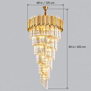Monaco custom crystal chandelier dimension diagram showing 49-inch diameter and 80-inch overall height