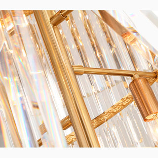 Monaco custom crystal chandelier close-up of the internal gold frame and crystal details