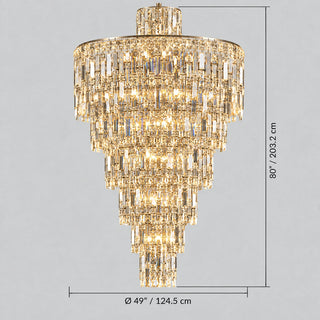 Moneglia custom crystal chandelier size diagram showing 49-inch diameter and 80-inch height