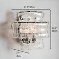 Dimensions diagram of a modern Murano glass wall sconce measuring 11.8 inches wide and 10.2 inches high