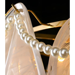 Murano style glass chandelier panels with decorative pearl accents