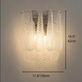 Dimension diagram of the Murano-inspired textured glass wall sconce showing 11.8 inch width and 16.5 inch height measurements