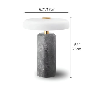 Nordic marble portable touch table lamp dimensions diagram with height and width measurements