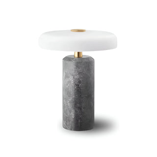 Nordic marble portable touch table lamp with gray marble base and frosted diffuser