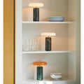 Nordic marble portable touch table lamps displayed on modern shelving interior