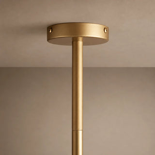 Detail of the Novara brushed brass ceiling canopy and adjustable rod